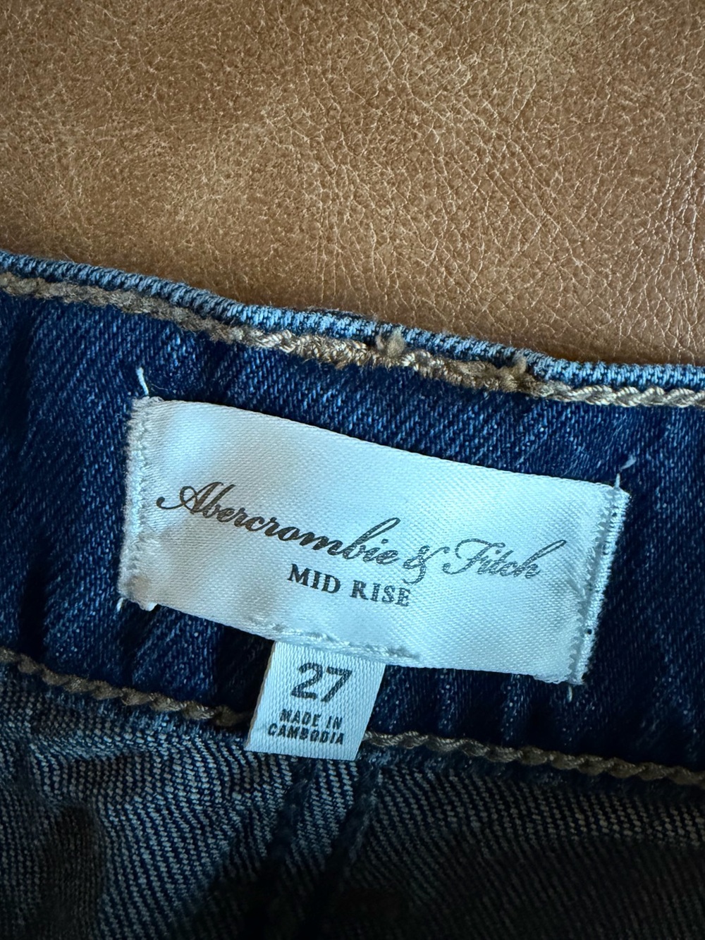 NWT Abercrombie Mid Rise Belted Scarf Denim Mini Skirt size 27 - Picture 8 of 10